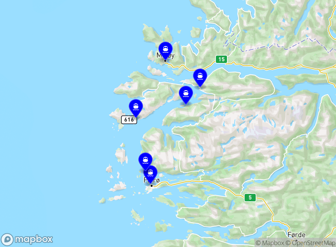 Rutetider for passasjerbåt Florø terminal - Villevik